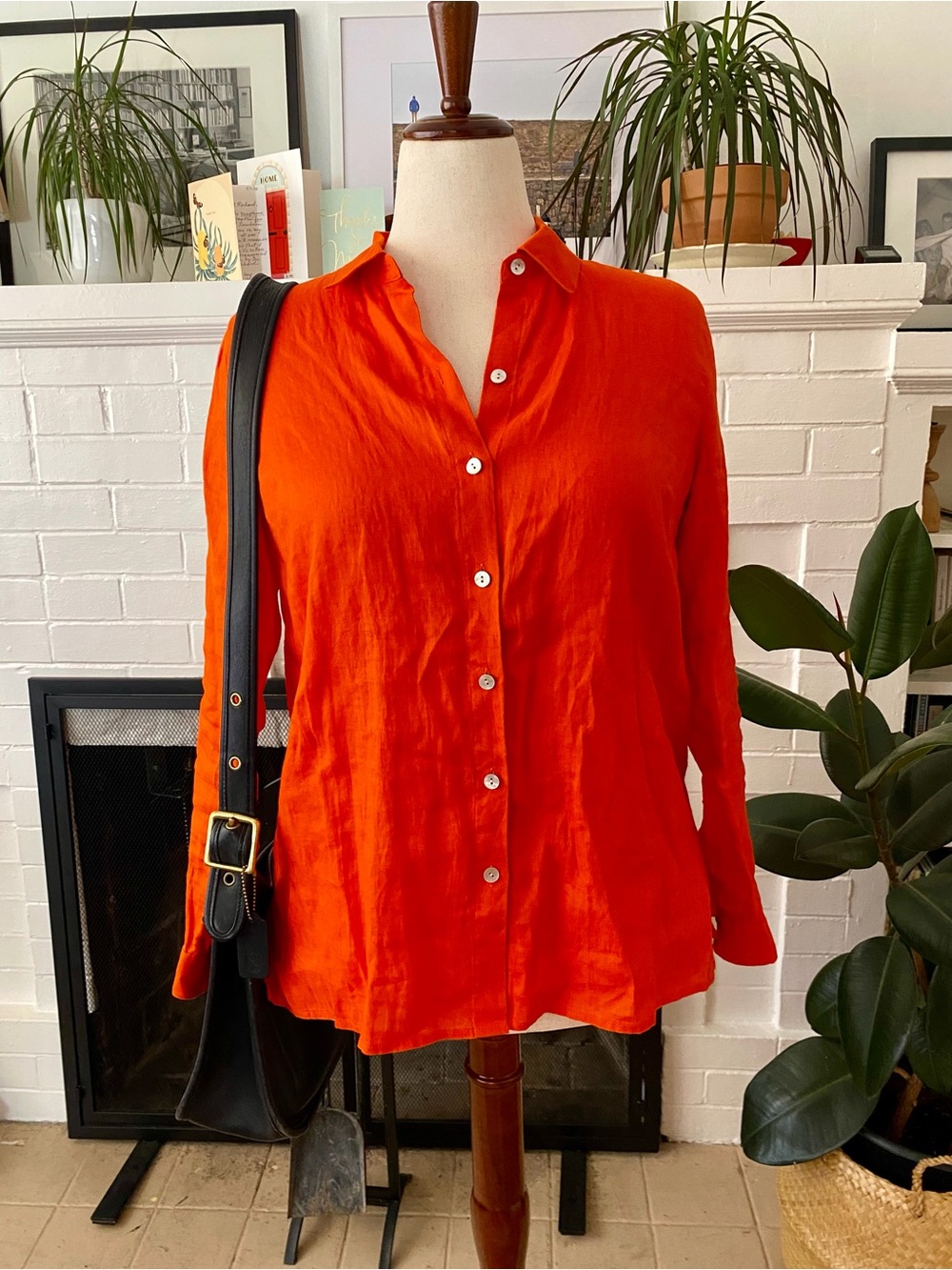 J. Jill Vintage Women’s Classic Button-Up Shirt in Bright Orange
